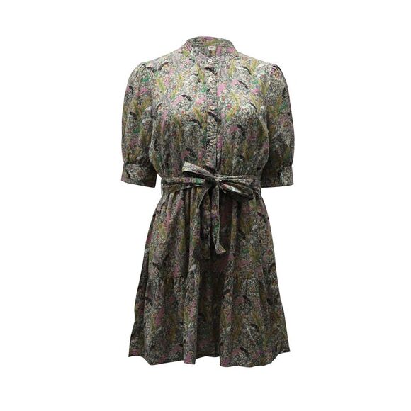 Ba&sh Tie Front Gathered Mini Dress in Floral Print Cotton